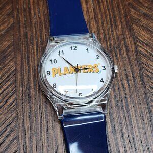 Planters Retro Style Watch With Navy Blue Band & Clear Case